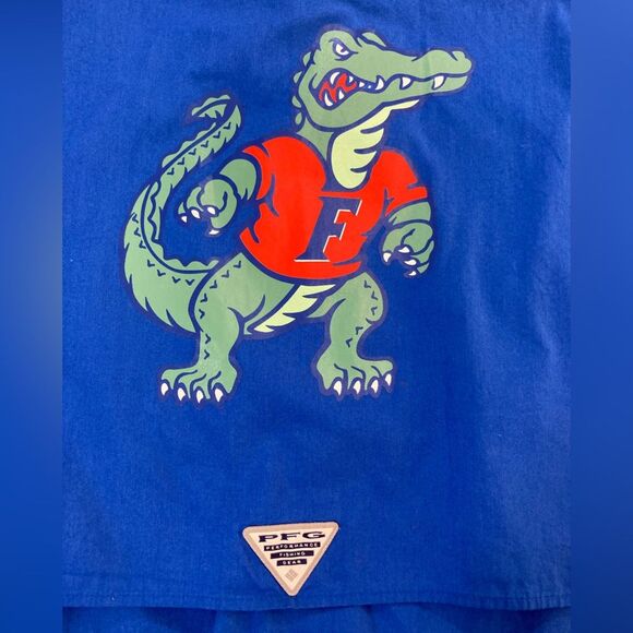 Columbia PFG XL Florida Gators Blue Vented Fishing Shirt Outdoor Logo Gear - Picture 5 of 10